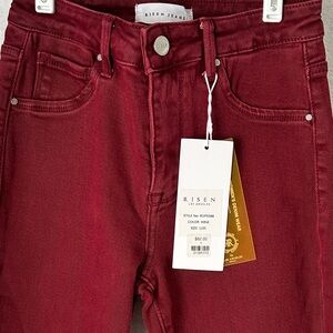 Risen Los Angeles Women's Burgundy Skinny Jeans Size 1/25 NWT’S